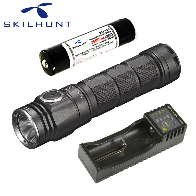 

Skilhunt M200 CREE XP-L LED 1050 Lumens USB magnetic charging flashlight wih battery charger