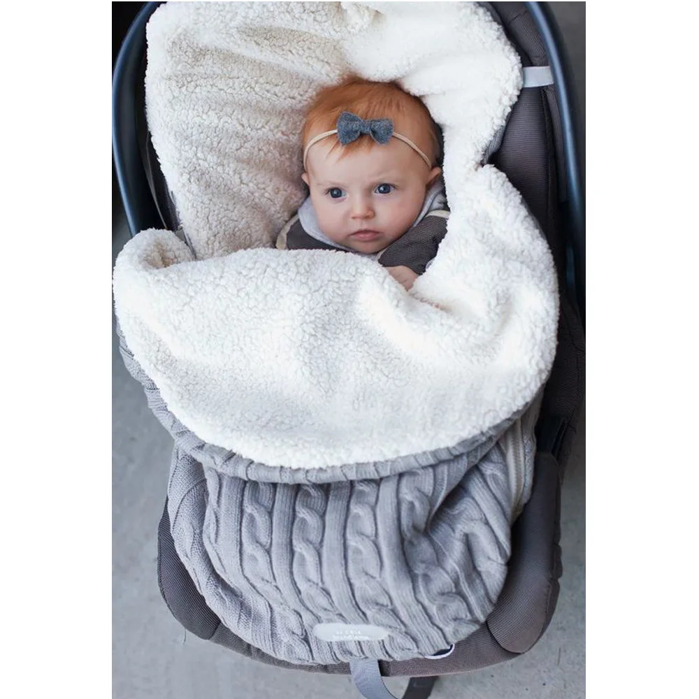 

High Quality Baby Sleeping Bag Winter Thicken Warm Fleece Baby Blanket Infant Bebe Knitted Swaddle Wrap For Newborn Manta Bebes