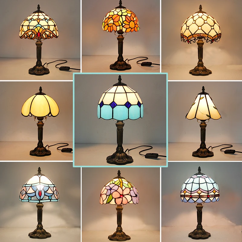 Vintage Retro Stained Glass Turkish Table Lamp 110V 220V Creative Art Turkish Mosaic Lamps Bedroom Light Decoration With Plug in