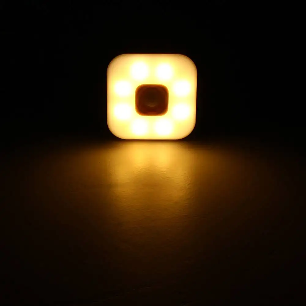 CLAITE 1W USB Перезаряжаемый 8 LED PIR датчик движения ночник теплый белый/белый шкаф