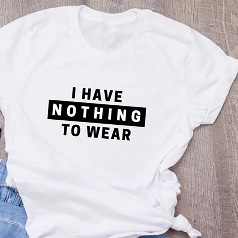 T Shirt Unisex Plus Size Women T-shirt Men Slogan Graphic Tees Shirts Tops Funny Nothing To Wear XS-3XL | Женская одежда