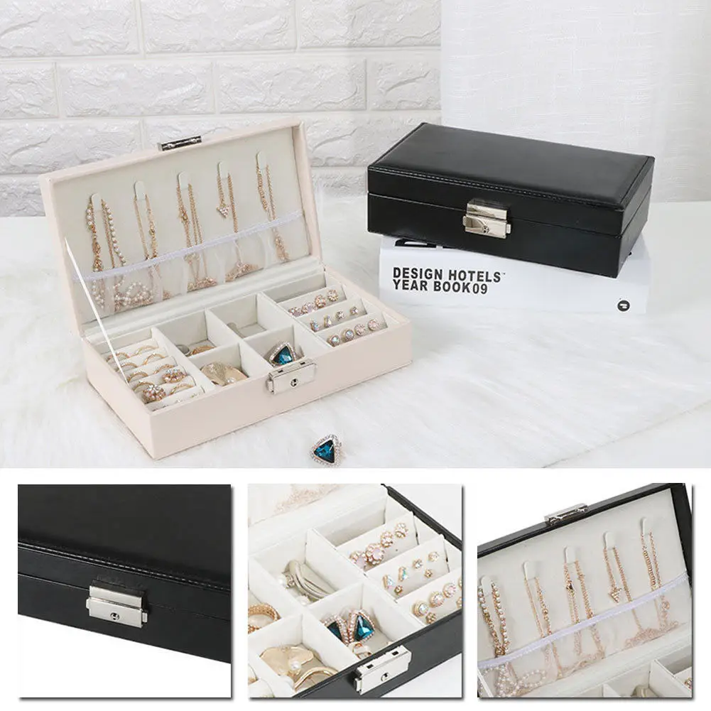 Korean Style Fresh And Simple Girl Earrings Plate Jewelry Box Protable Leather Ring Multi-function Storage | Дом и сад