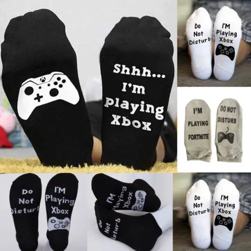 1 пара черно белых новинок не беспокоить я играю в Xbox забавные носки для мужчины и