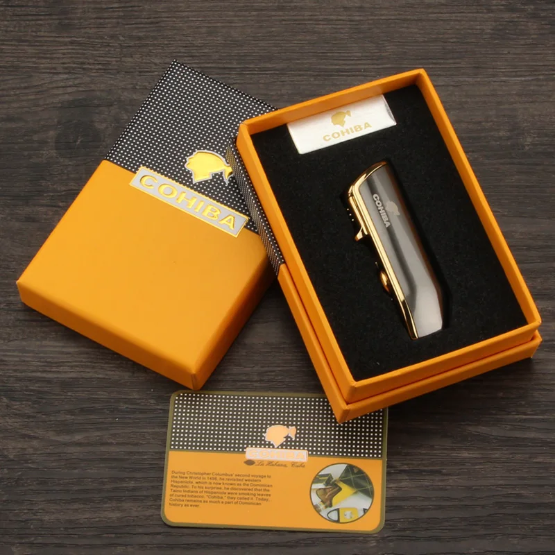 COHIBA зажигалка портативный 3 пламя Jet факел зажигалки ветрозащитный газовые с