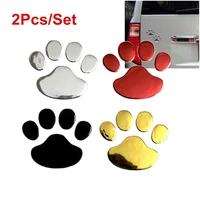 2pcsset car sticker cool design paw 3d animal dog cat bear foot prints footprint decal car stickers silver gold red accessories