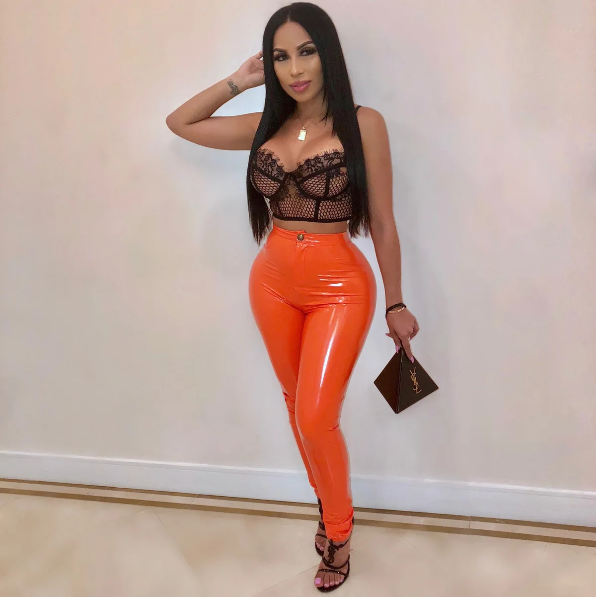 Женские обтягивающие брюки на молнии Slaygirl повседневные однотонные из