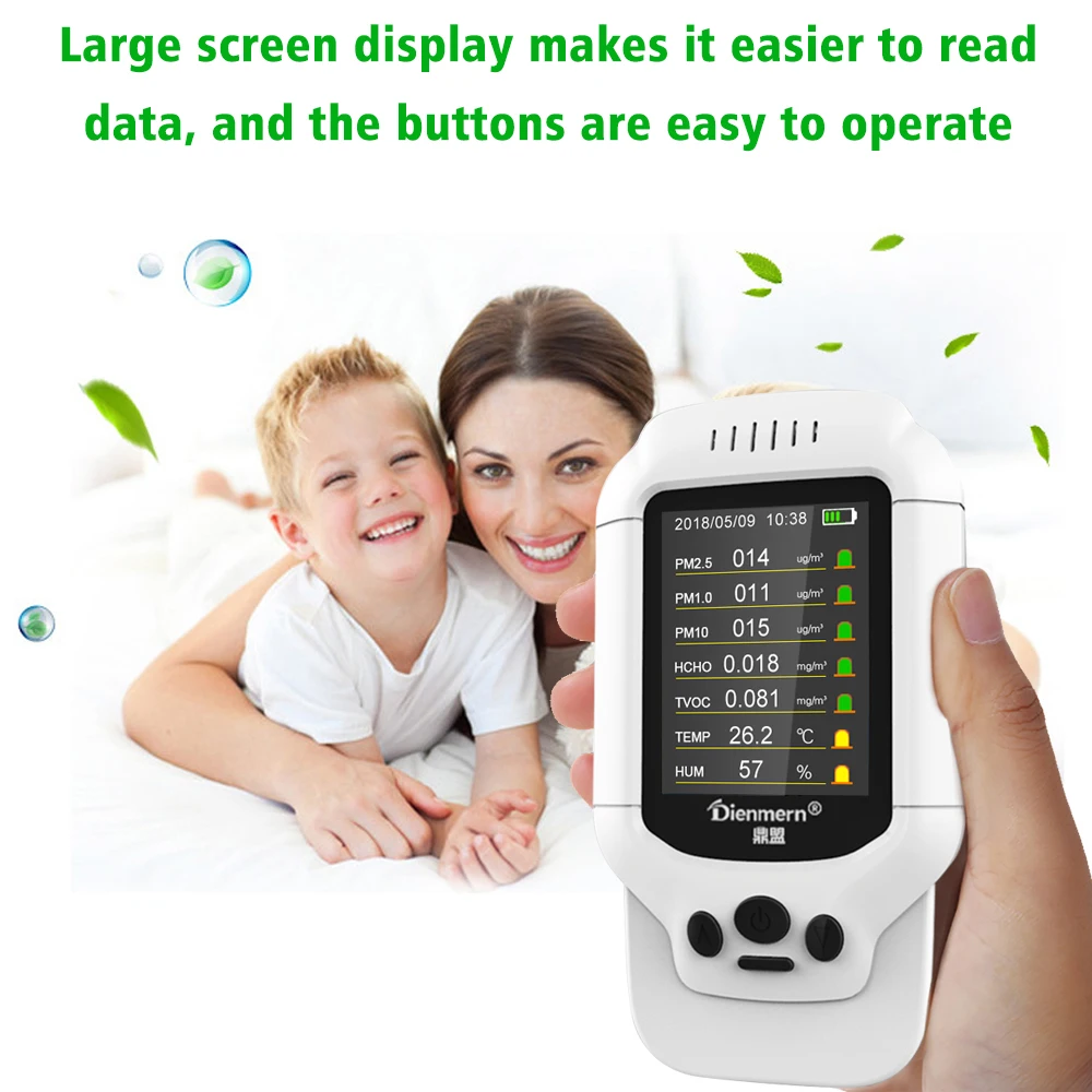 7 в 1 профессиональный монитор качества воздуха PM2.5 детектор HCHO TVOC PM1.0 PM10 тестер