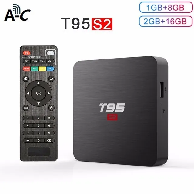Новый T95 s2 Smart Tv Box ОС Android 7 1 добавить 2 gb 16 Amlogic S905w 4 ядра ГГц Wi Fi k Декодер каналов