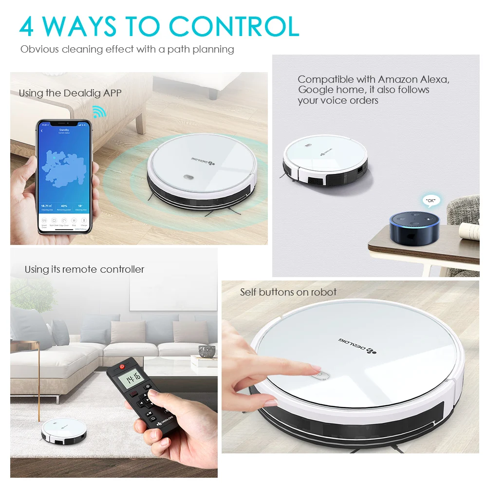 Робот пылесос DEALDIG Robvacuum 8 с Wi Fi подключением работает для Alexa|Пылесосы| |