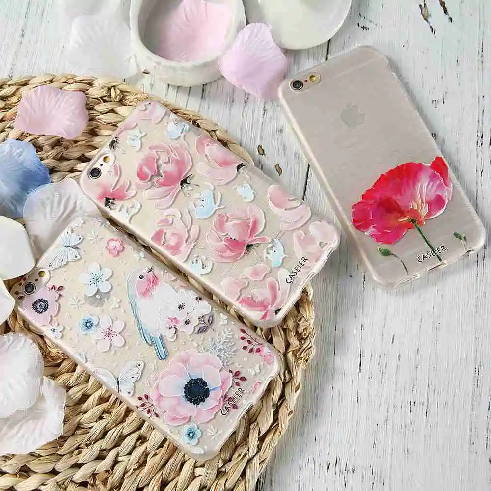Чехлы CASEIER с цветными цветами для iPhone 7 Plus чехлы из мягкого ТПУ 8 Весенняя оправа