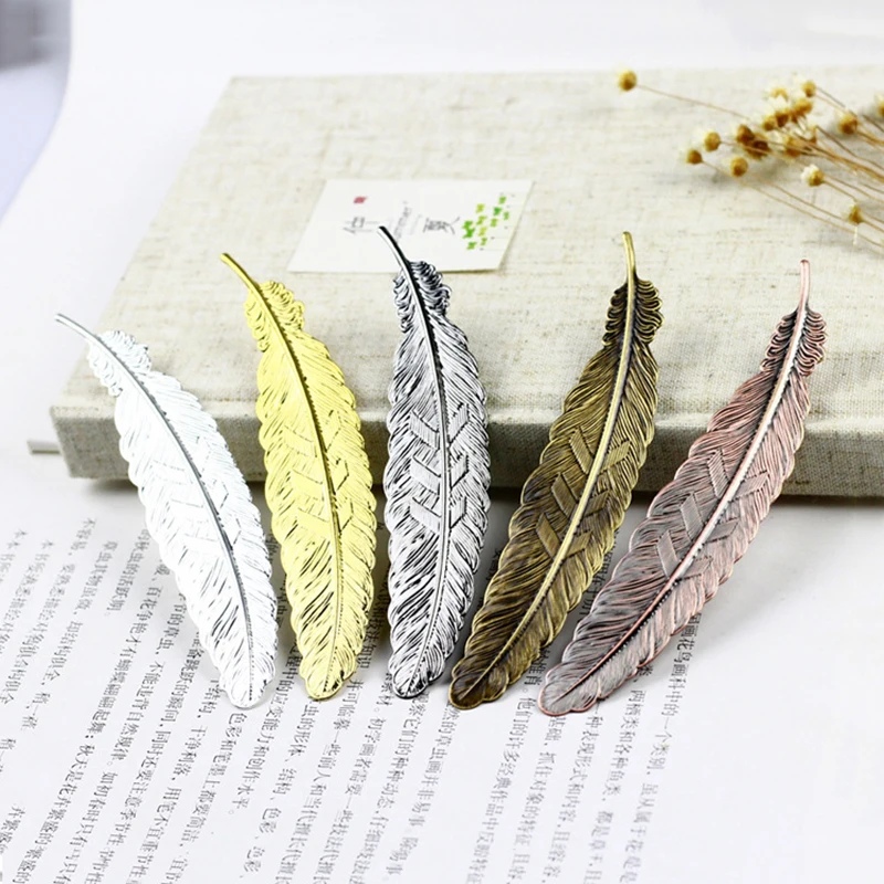 1pc Gift Metal Silver Plated Feather Bookmarks Beautiful BookMarks for Book w16 Student Supply Kidss Creative Cute |