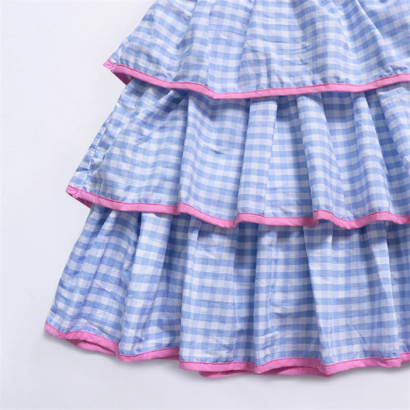 

Toddler Girl Kids Summer Dresses For Princess Girls Sweet Laces Plaid Sleeveless Ruffled Party Cute Dress robe enfant modis 0-5t