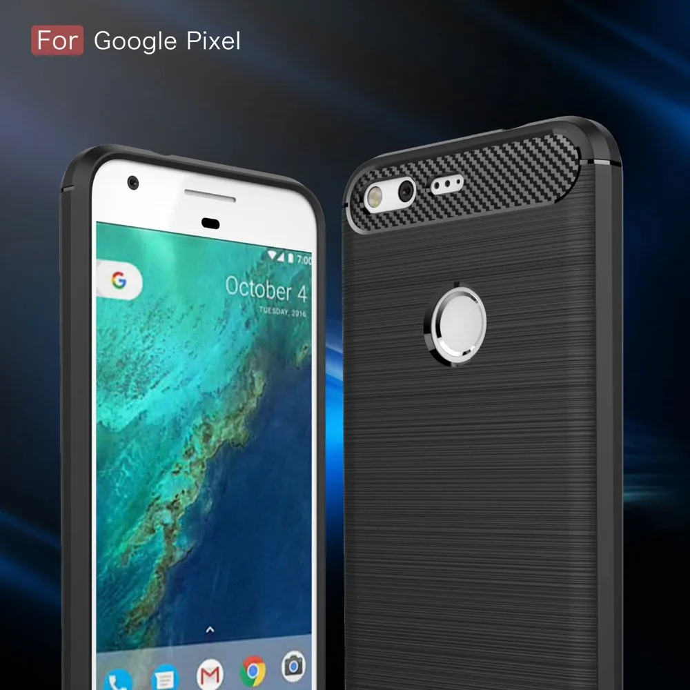 Для Google Pixel на возраст 1 2 3 3A 4 XL 4A 5 5A чехол матовый карбоновый Силиконовый ТПУ