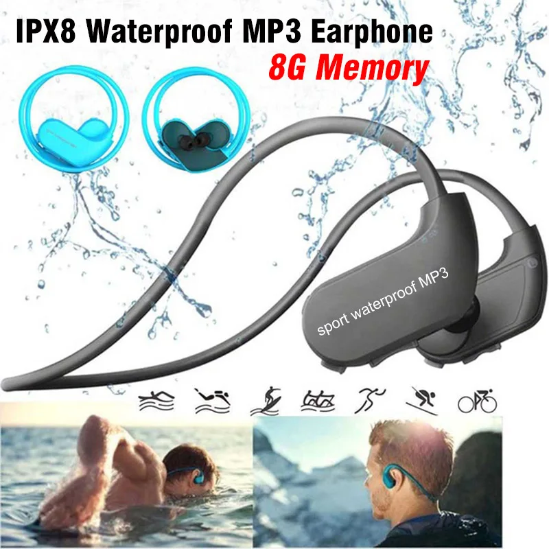 Оригинальный 100% водонепроницаемый Mp3 плеер наушники для плавания сёрфинга IPX8