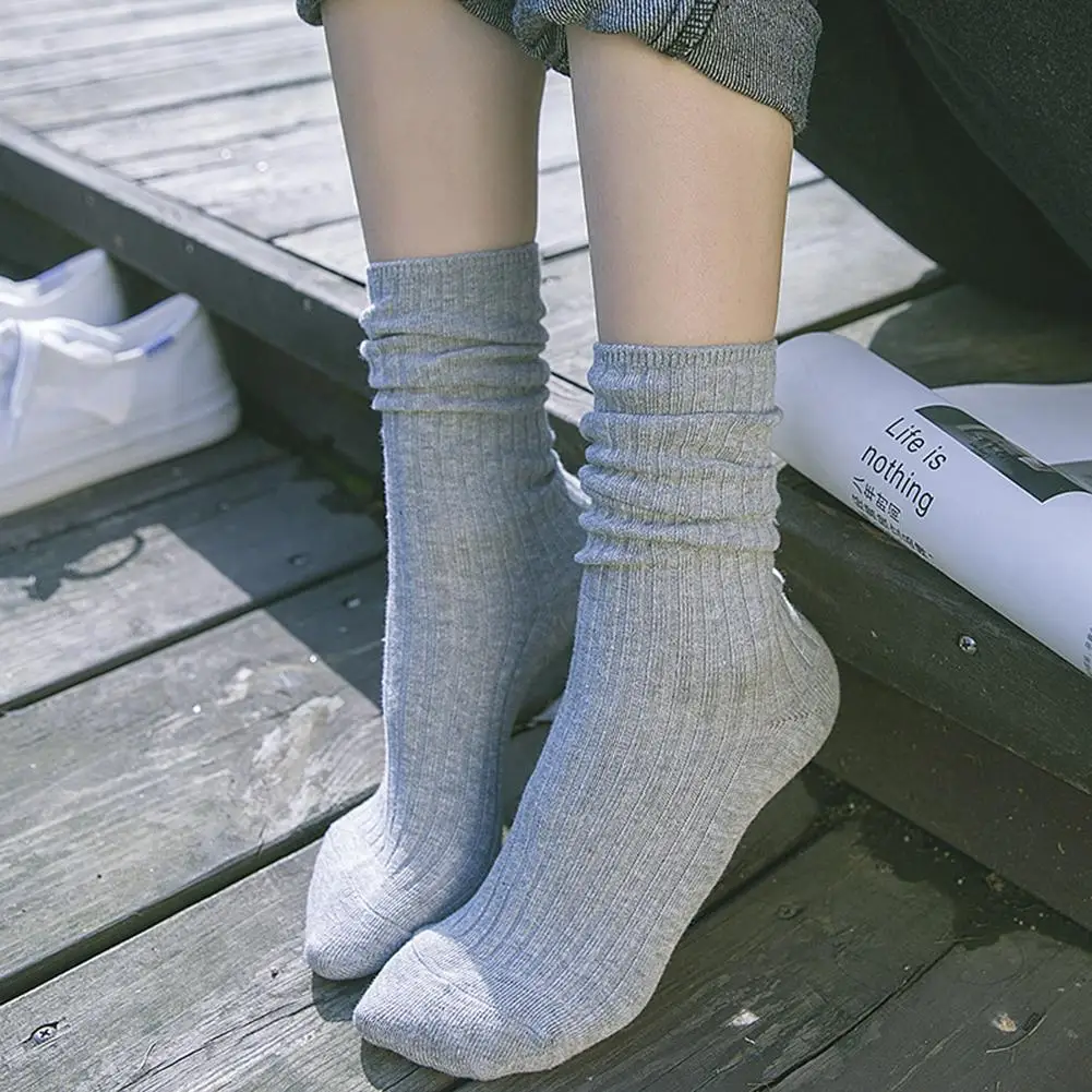 Женские повседневные стильные весенние и осенние носки тонкие однотонные Модные