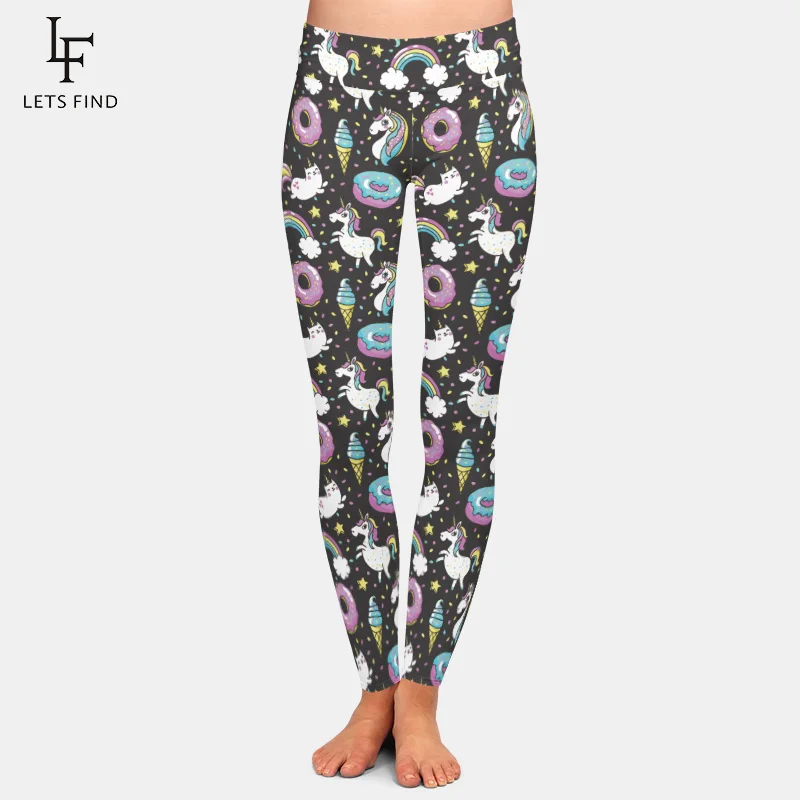 New Fashion Unicorn Women High Waist Leggings 3d Printed Rainbow Star Cat Donuts Fitness Legging Sexy Woman Elasticity Pants