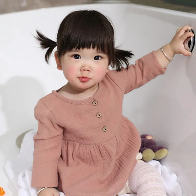 Baby Girls Clothing Top Shirts Cute Long Sleeve Girl Dress Solid Kids Clothes Spring/Autumn 2019 New 0-3T | Детская одежда и обувь