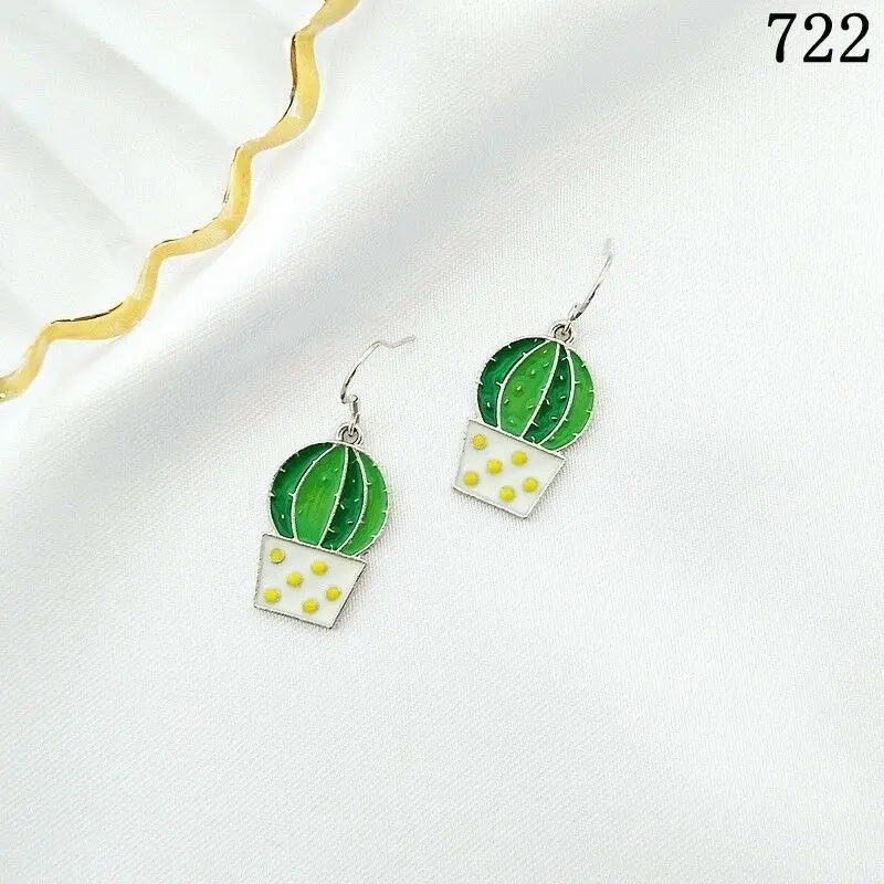 Hook Pendant Dangle Drop Cactus Statement Rainbow coconut tree Butterfly Potted Love Earrings Jewelry Eardrop | Украшения и