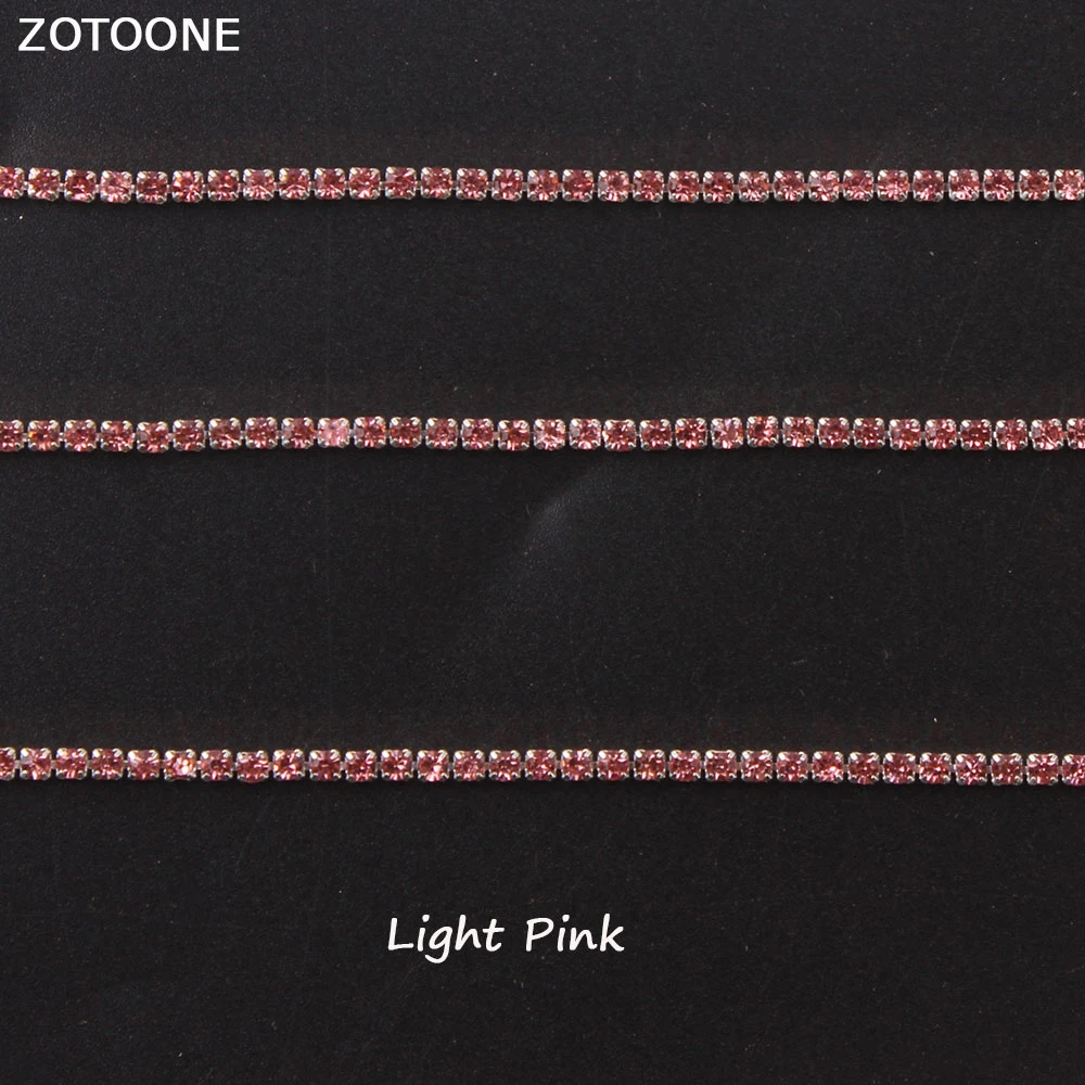 ZOTOONE 1 ярд SS6 светильник-розовая стразы s-цепь аппликация из страз DIY кристаллы