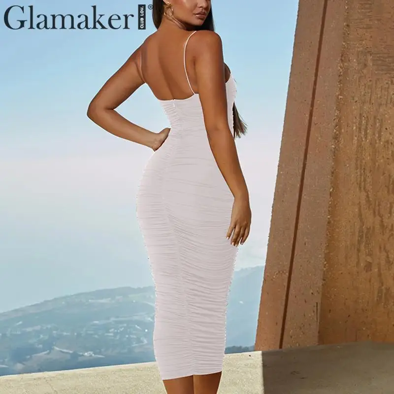 Женское платье миди Glamaker черное винтажное облегающее без рукавов для отдыха