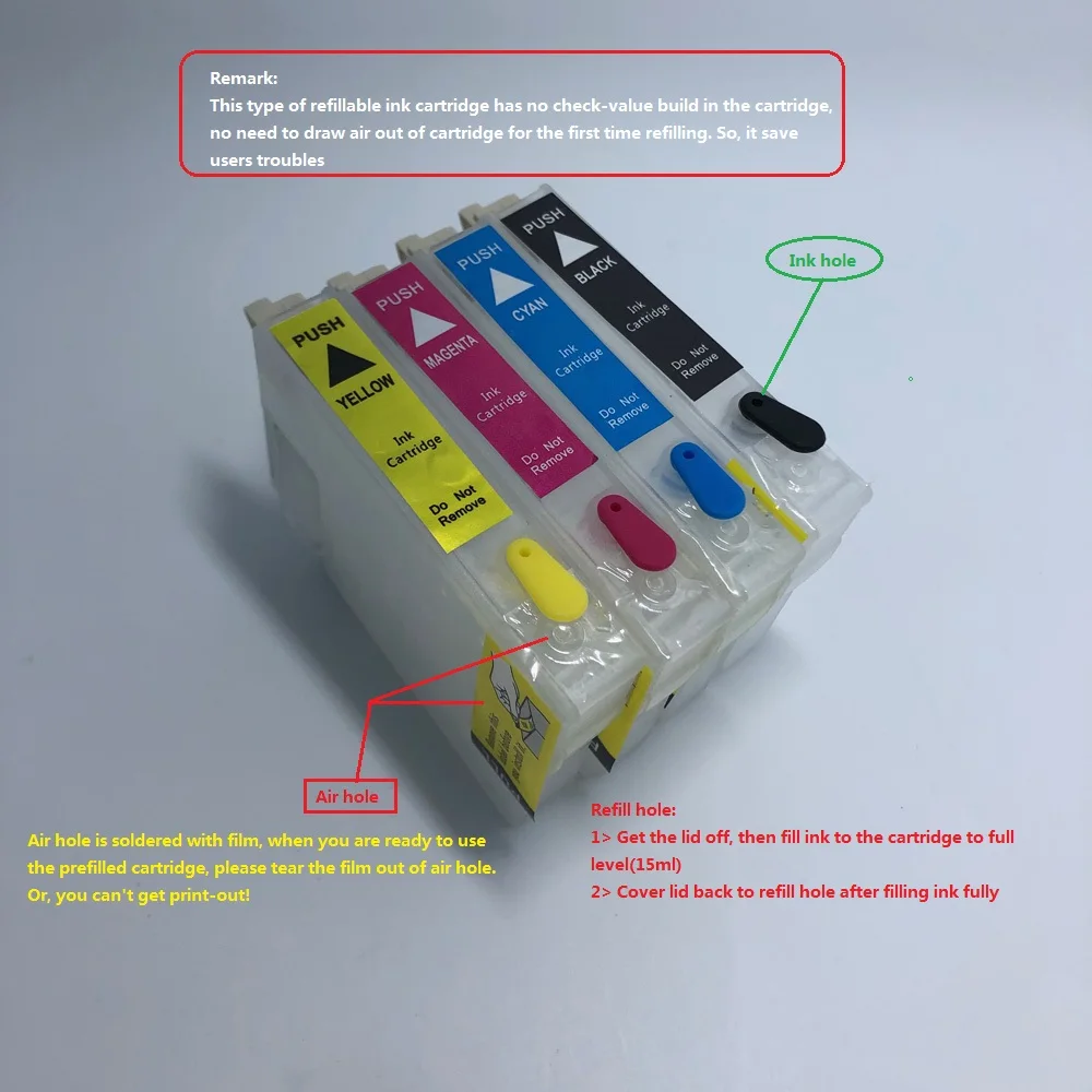 

YOTAT Refillable ink Cartridge T0731 T0731N - T0734N for Epson Stylus C79 C90 C92 C110 CX3900 CX4900 CX5500 CX5600 CX5900 CX6900