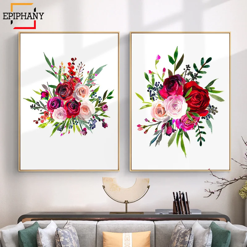 Акварельный цветочный принт для детской стены Искусство Цветы Холст Картина