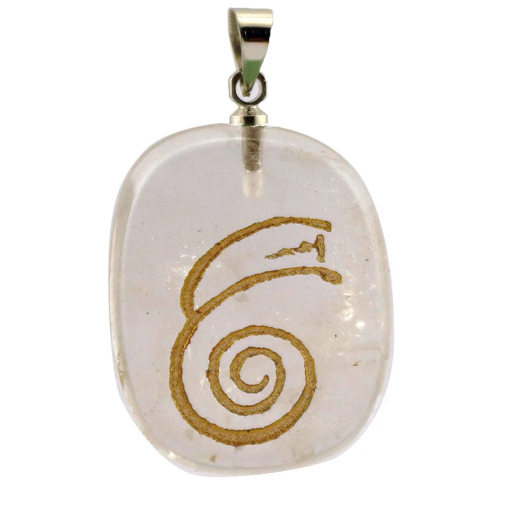 Religion Elliptical Piece Reiki DAI KO MYO Symbol Healing Stone Energy Pendant Creative Natural Crystal | Ожерелья и подвески