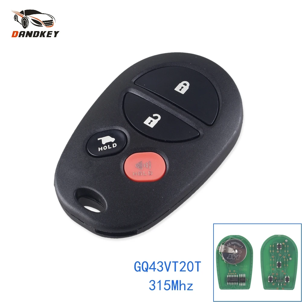 

Dandkey GQ43VT20T 315MHz 4 Buttons Fob For Toyota Avalon 2005-2008 Sequoia 2008-2014 Highlander 2007-2015 Smart Remote Car Key