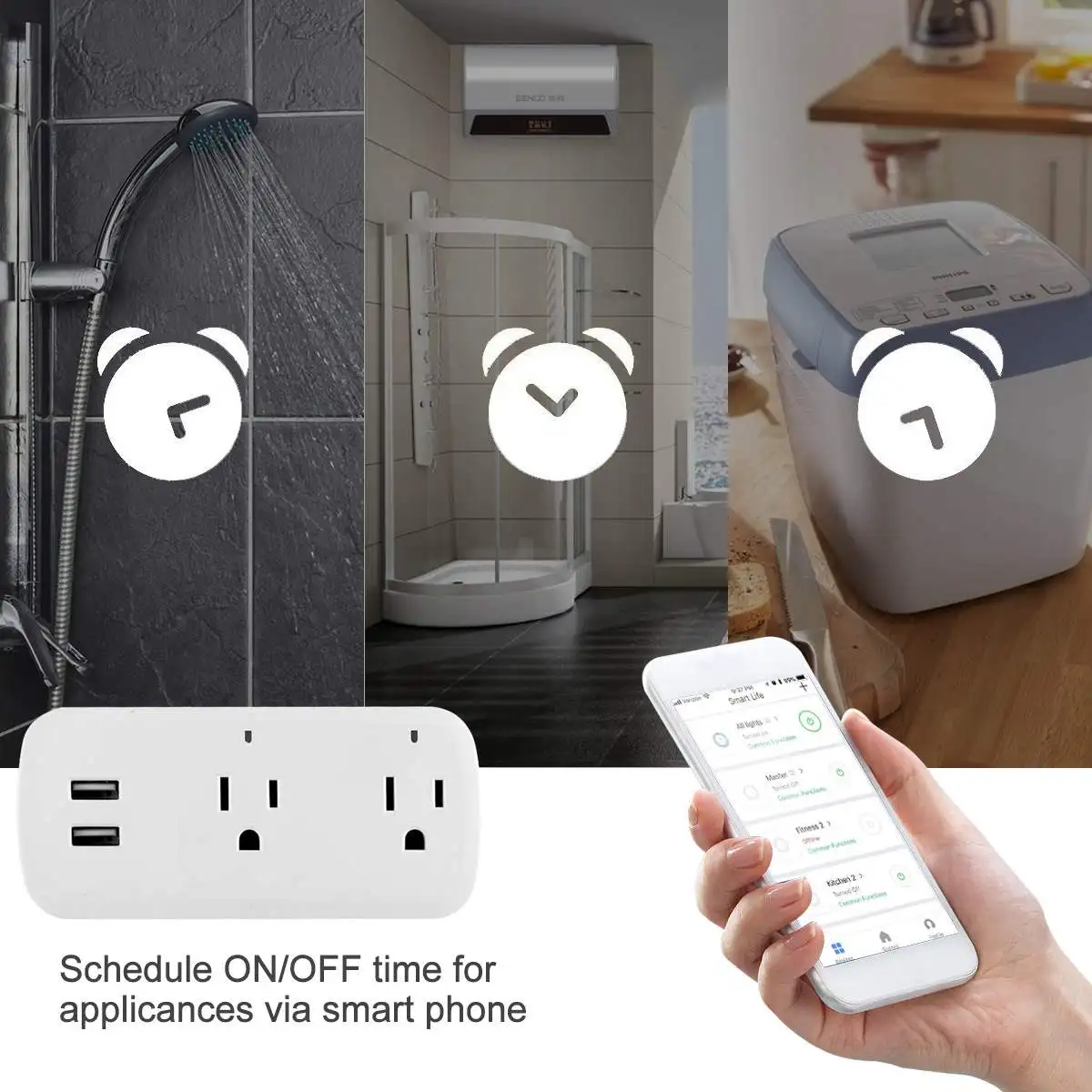Умная двойная розетка Bacic WiFi Беспроводная дистанционная адаптер Пульт