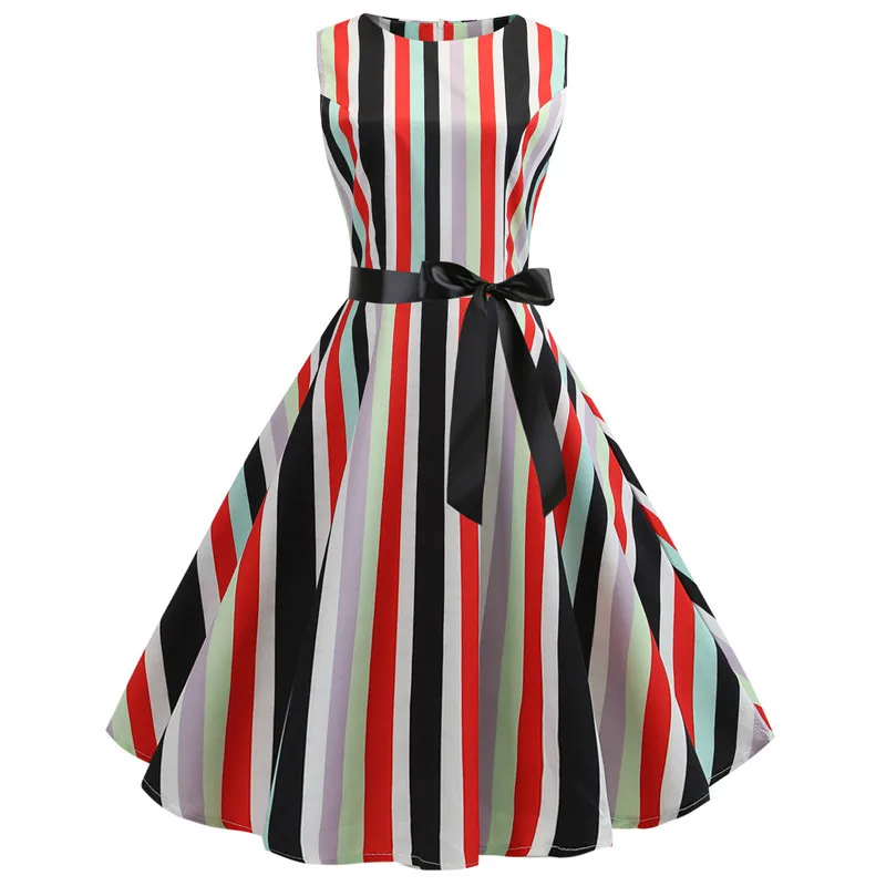 Платье женское винтажное без рукавов с круглым вырезом и музыкальным принтом |