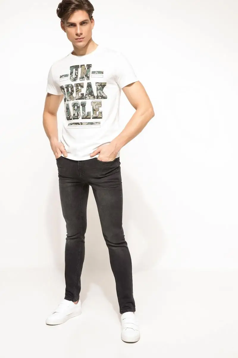 Дефакто мужской Slim Fit Печатных Футболка I1542AZ. 18SM. WT32 | Женская одежда