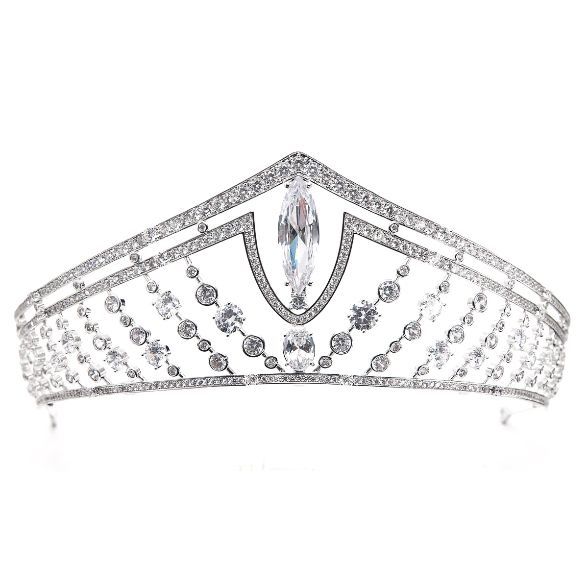 2019 Gorgeous Crystals CZ Cubic Zirconia Wedding Bridal Royal Tiara Diadem Crown Women Prom Hair Jewelry Accessories CH10221