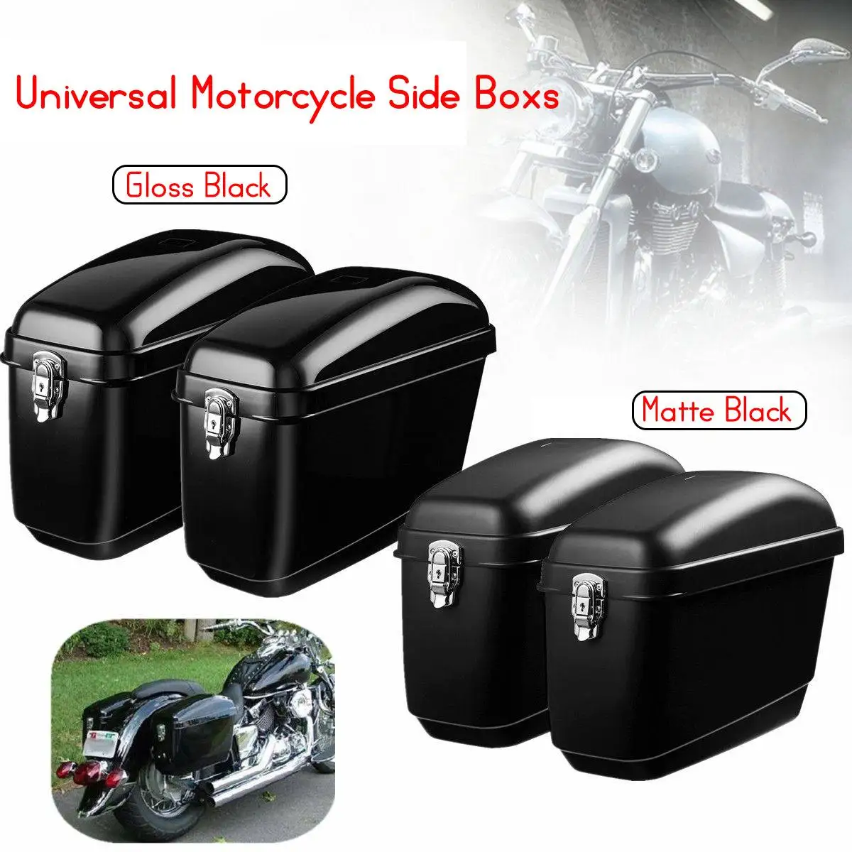 

Pair Motorcycle Saddlebags 30L Side Luggage Tank Tool Storage Hard Case For Kawasaki/Honda/Suzuki/Yamaha