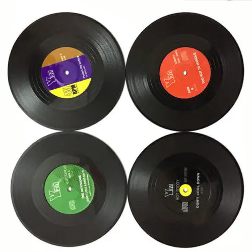 Горячие Ретро виниловые записи CD Coaster музыка напиток чашки коврики держатели