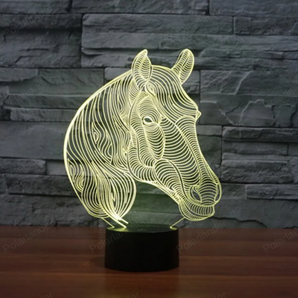 Новый Лошадь 3D огни сенсорный Светодиодный лампа vitage Dragon Атмосфера декоративные