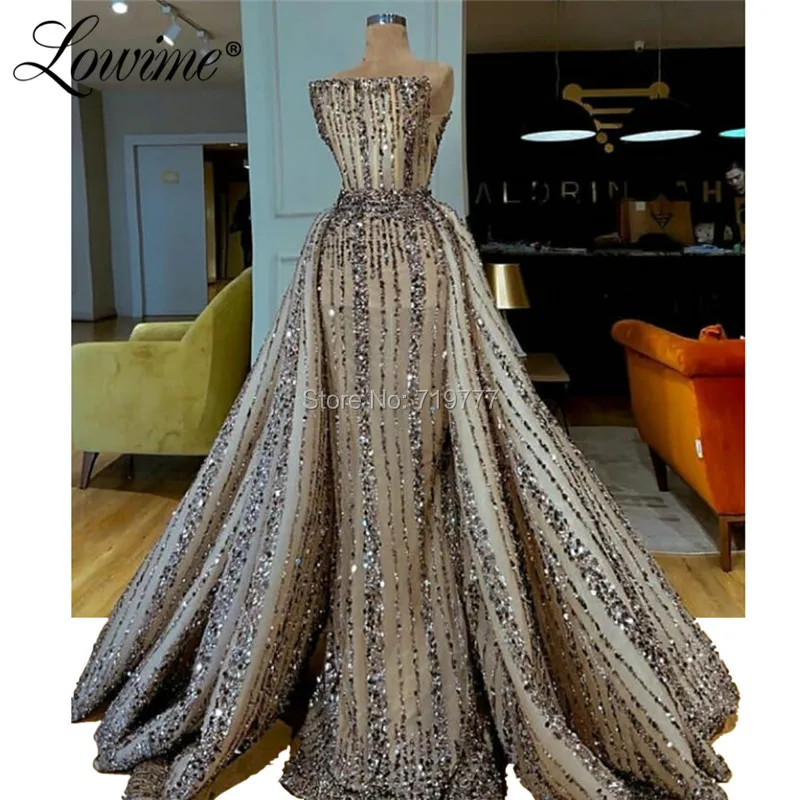 Luxury Crystals Beaded Evening Dresses Couture Islamic Dubai Arabic Party Gowns Robe De Soiree Long Prom Dress Abendkleider 2019