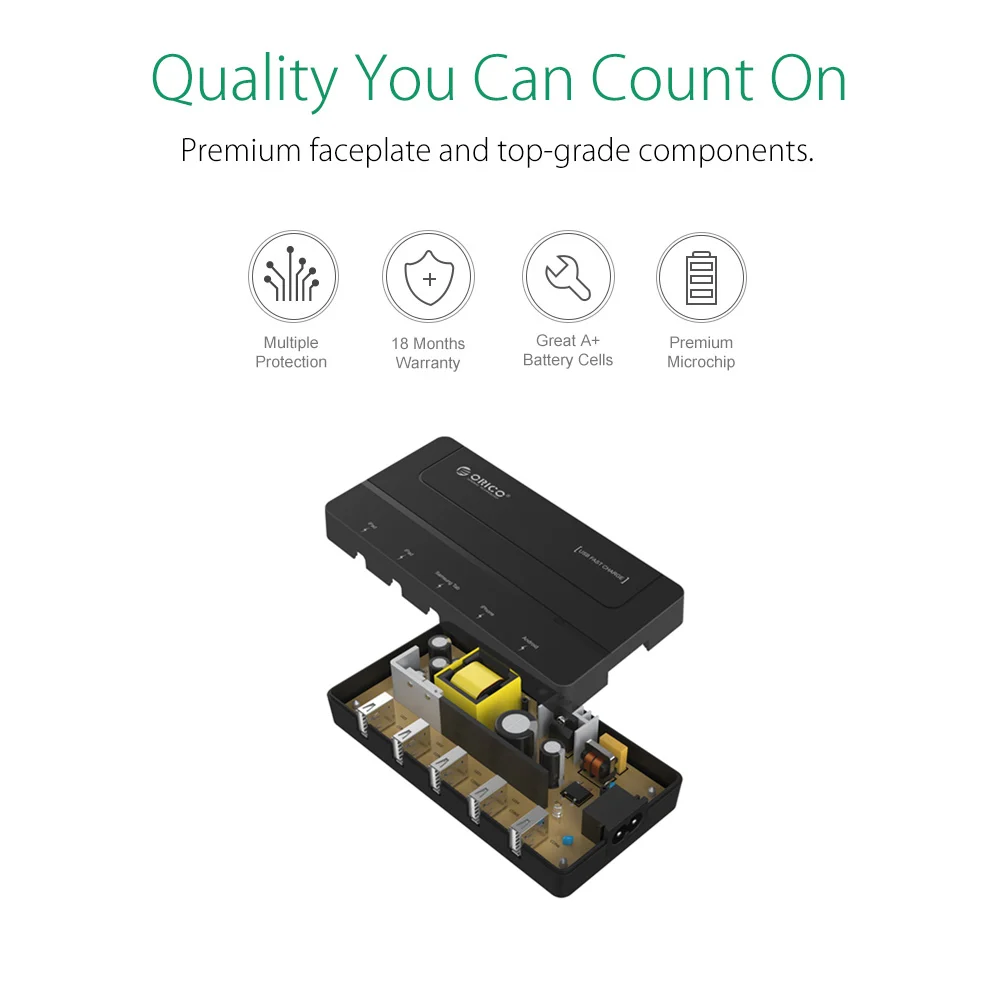 ORICO 5 портов Micro настольное USB быстрое зарядное устройство 5V 6A Max 30W для iPhone 6 s/7/6 plus