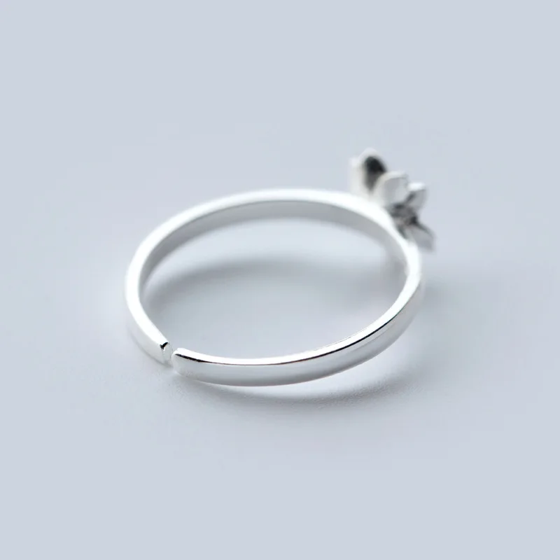 

925 Sterling Silver For Women Rings Simple Fashion Chic Small Fresh Flower Opening Adjustable Ring Jewellery gifts For Women