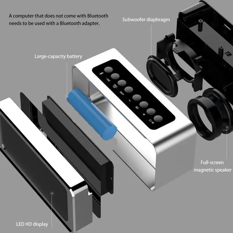 Беспроводной Bluetooth Динамик Зеркало самолет часы шумоподавление Аудио Телефон
