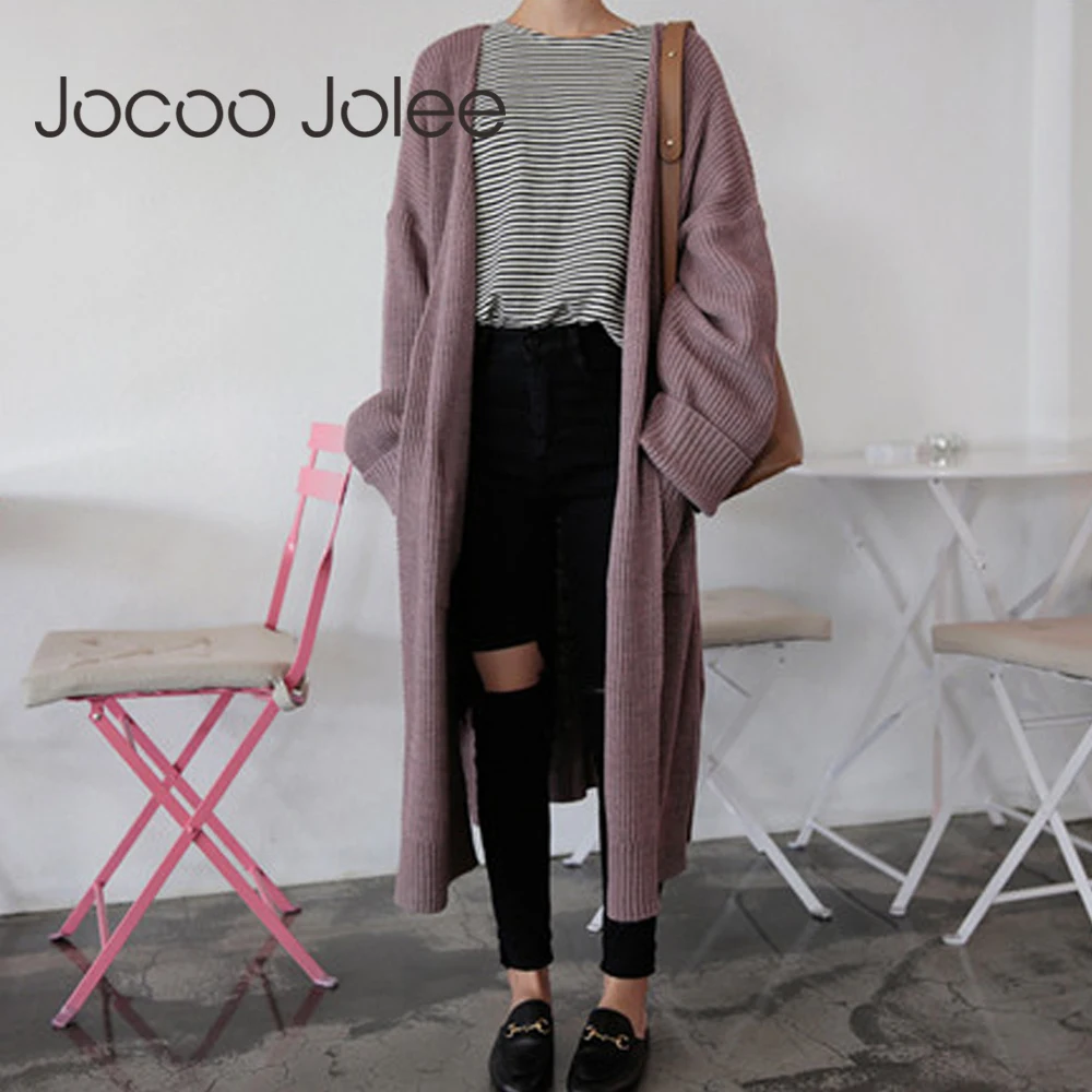 Jocoo Jolee зимний женский свободный длинный кардиган Модный вязаный свитер пальто
