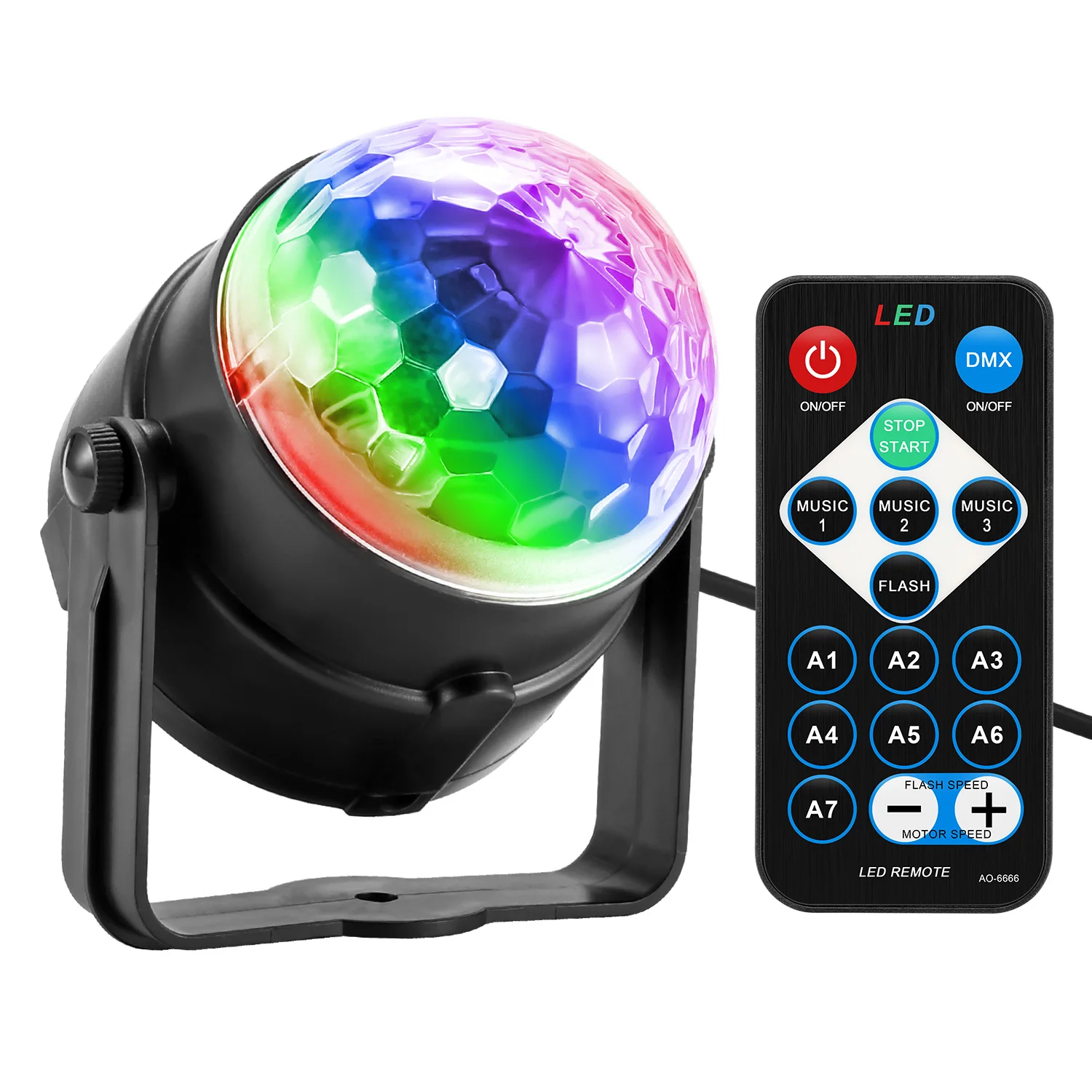 Party Light Disco Ball Rotating Sound Activated Strobe Stage Lamp For Birthday DJ Kids Xmas Lumiere Soundlights LED Lights | Лампы и