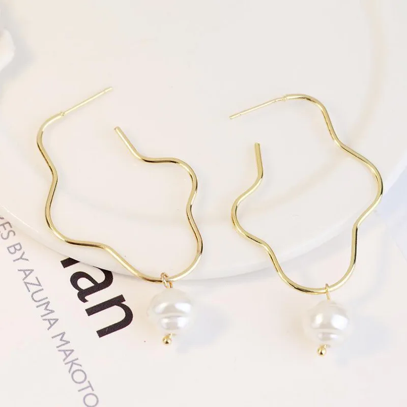 Корейские серьги с жемчугом для женщин Инс Харадзюку стиль свежий темперамент