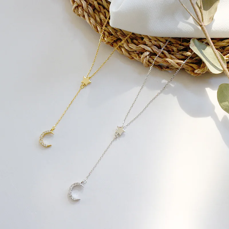 Женское ожерелье из серебра 925 пробы с подвеской в виде Луны |