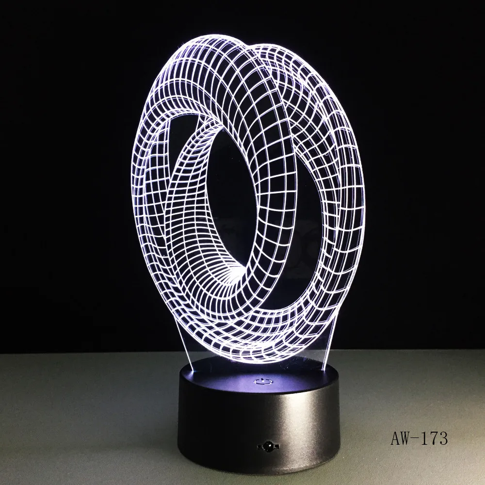 Ночная лампа с абстрактной 3D графикой 7 цветов сенсорная изменяющаяся акриловая