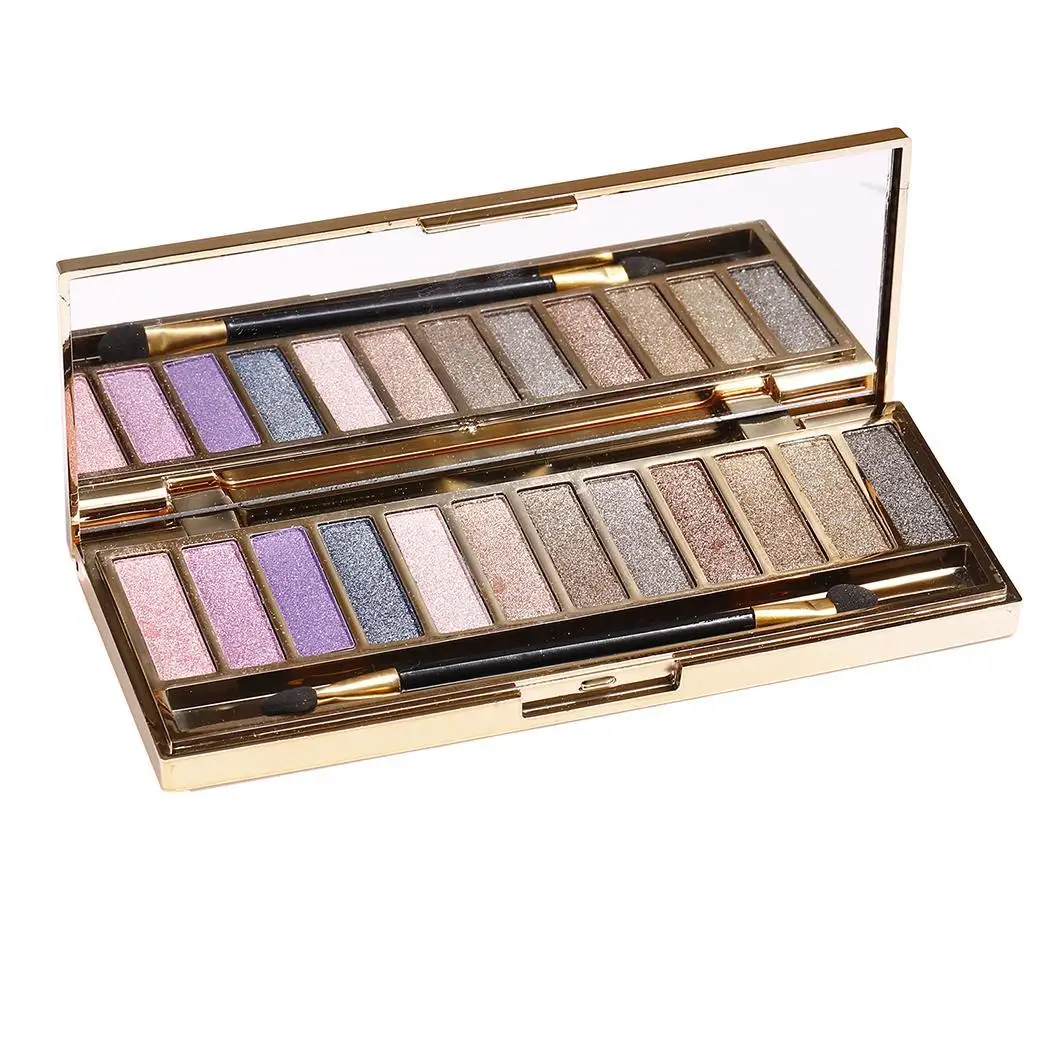 12 цветов Shimmer Matte Eye Shadow Palette с двусторонней щеткой 10g Cosmetic plastic 11 4 cm/4 48 inch| |