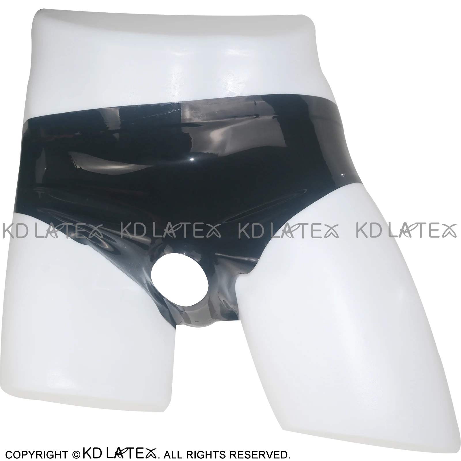 

Black Sexy Latex Underwear With Holes In Front Rubber Briefs Panties Underpants DK-0026