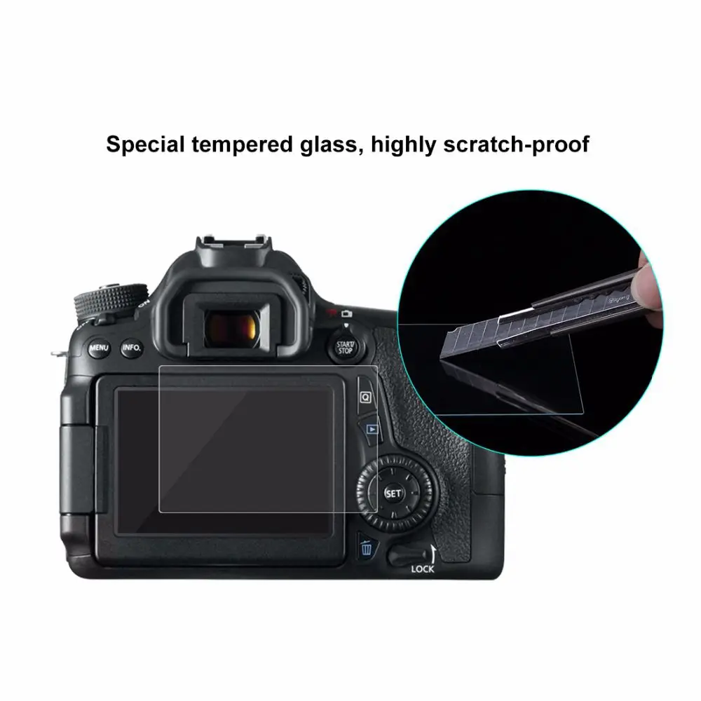 IG-PULUZ Camera 2.5D Curved Edge 9H Surface Hardness Tempered Glass Screen Protector for Canon 650D 70D 700D 750D 760D 80D | Электроника