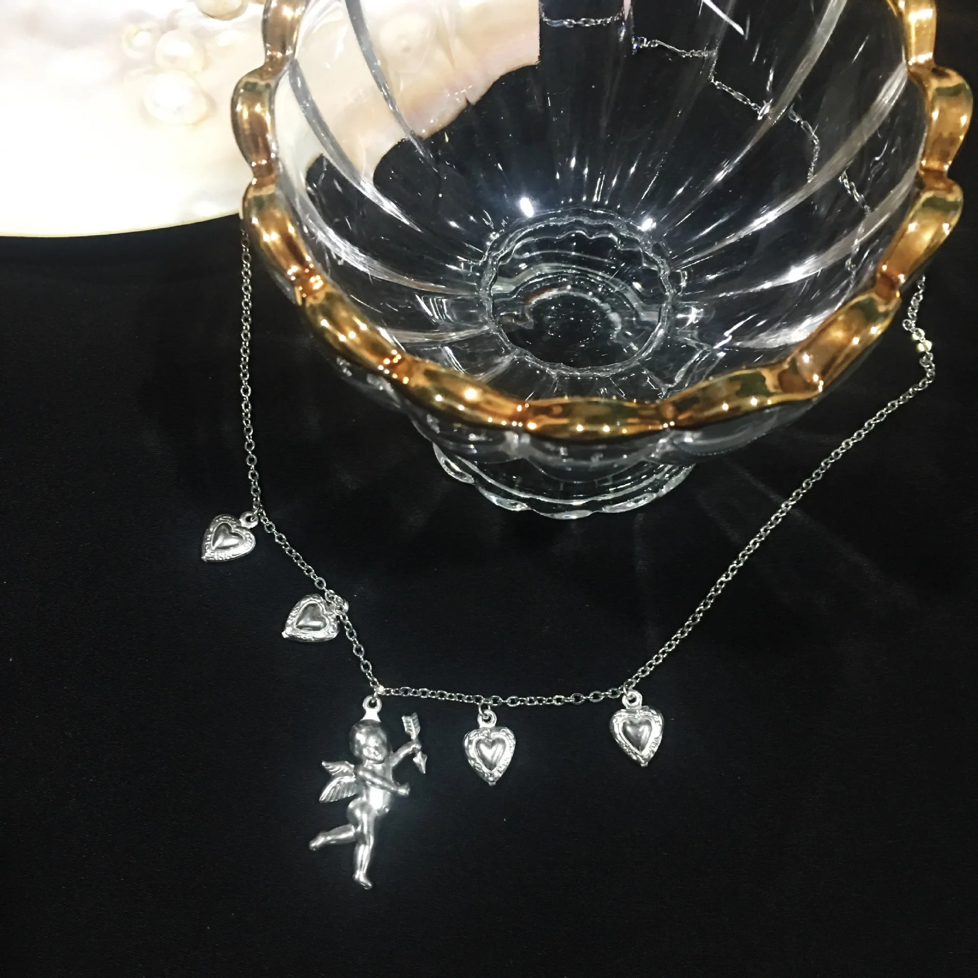 Ангел ожерелье из нержавеющей стали любовь кулон Купидон слон морепродукты