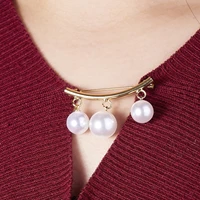 1pc elegant fixed anti slip pin korean simple pearl brooch women charm cardigan dress wearing accessories enamel jewelry gift