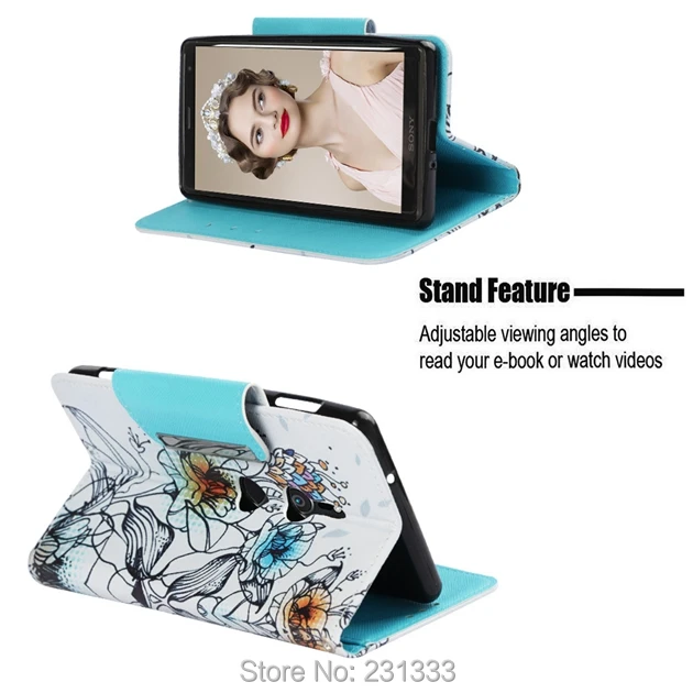 Flower Cartoon Strap Wallet Leather Pouch Case For Sony Xperia XZ2 Compact Premium Girl Stand ID Card Skin Cover Luxury 1pcs | Мобильные